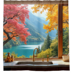 Mountain Kitchen View Shower Curtain