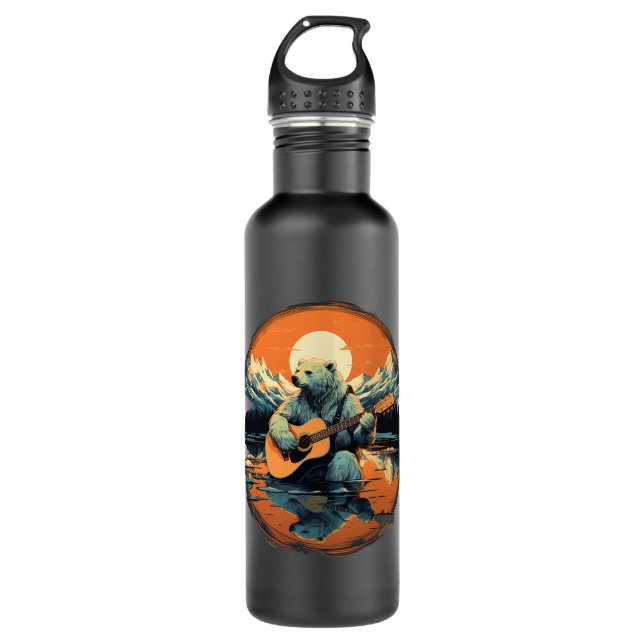 Mountain Lake Acoustic Guitar Polar Bear 710 Ml Water Bottle (Front)