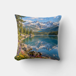 Mountain Lake Alpine Landscape Cushion