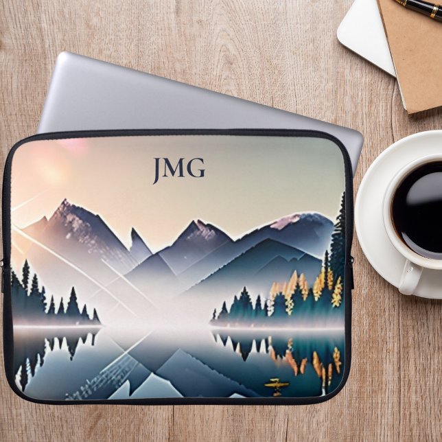 Mountain Lake at Sunrise Signature Laptop Sleeve (Creator Uploaded)