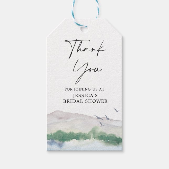 Mountain Lake Bridal Shower Favour Tag (Front)