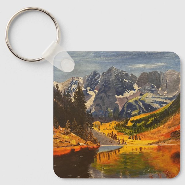 Mountain Lake, By Gary Poling Key Ring (Front)