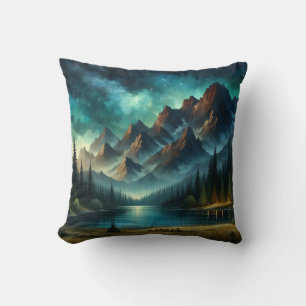 Mountain Lake/cabin under the stars Cushion