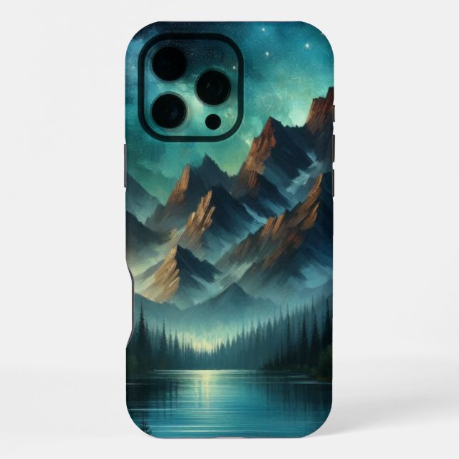 Mountain Lake/cabin under the stars iPhone Case (Back)