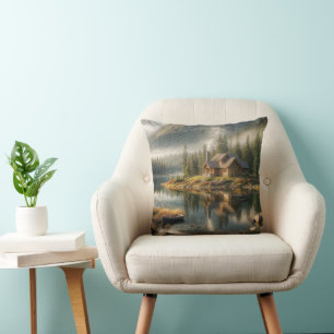 Mountain Lake Cabin with Rowboat Cushion