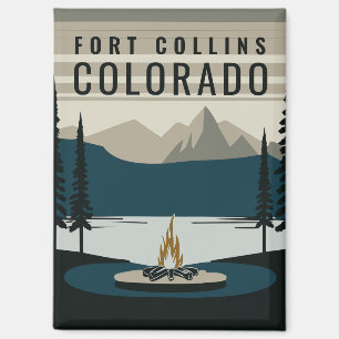 Mountain Lake Camping Bon Fire Tourist Travel Magnet