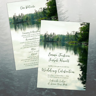 Mountain Lake details all in one wedding Invitation