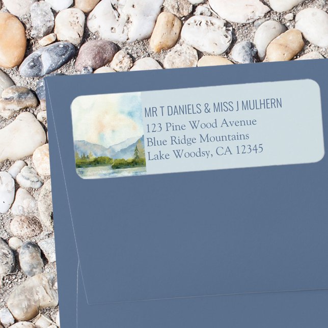 Mountain Lake Dusty Blue Return Address Return Address Label (Creator Uploaded)