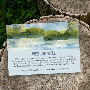 Mountain Lake Dusty Blue Wedding Wishing Well Enclosure Card