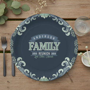 Mountain Lake Family Reunion Motif ID1317 Paper Plate