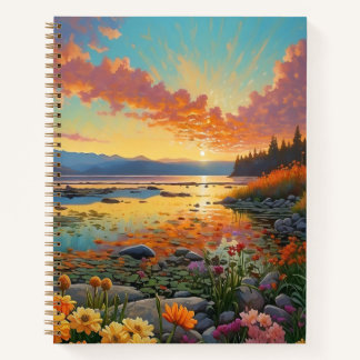 Mountain Lake Flowers Art Notebook