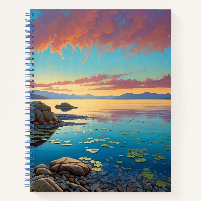 Mountain Lake Flowers Colourful Art Notebook (Front)