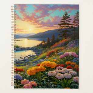 Mountain Lake Flowers Colourful Art Planner