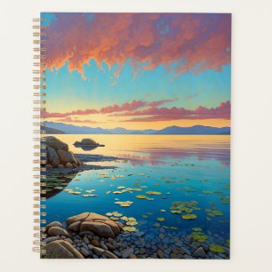 Mountain Lake Flowers Colourful Art Planner