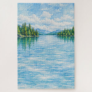 Mountain Lake Forest Landscape Jigsaw Puzzle