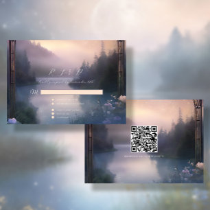 Mountain Lake Forest Stars Ethereal Rustic Wedding RSVP Card