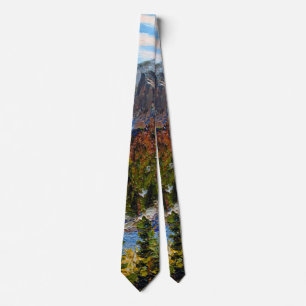 Mountain Lake Knife Oil Painting Neck Tie