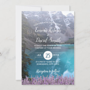 Mountain Lake Lavender Floral Wedding Invitation