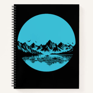 Mountain Lake Outdoors and Nature Silhouette Notebook