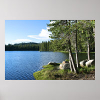 Mountain Lake, Pine Trees, Boat