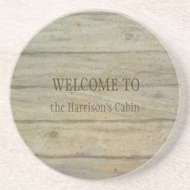 Mountain Lake Pines Welcome Cabin Personalised Coaster (Front)