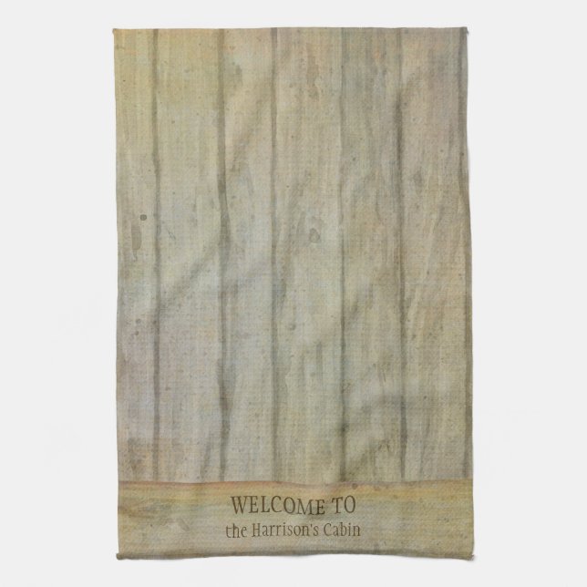 Mountain Lake Pines Welcome Cabin Personalised Tea Towel (Vertical)