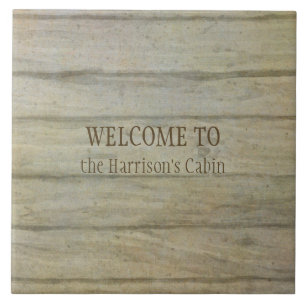 Mountain Lake Pines Welcome Cabin Personalised Tile