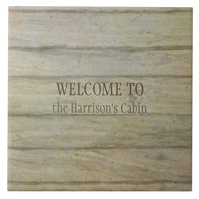 Mountain Lake Pines Welcome Cabin Personalised Tile (Front)