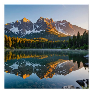Mountain Lake Reflection Poster
