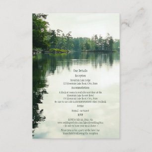 Mountain Lake reflection rustic wedding details Enclosure Card