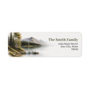 Mountain Lake Return Address Labels Pine Forest