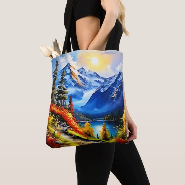 Mountain Lake: Scenic View Tote Bag (Close Up)