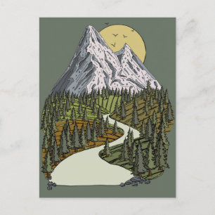 Mountain Lake Serenity: Sunset Adventure Awaits Holiday Postcard