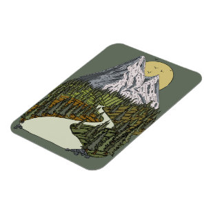 Mountain Lake Serenity: Sunset Adventure Awaits Magnet