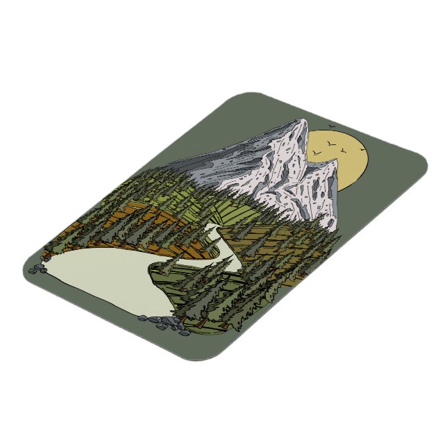 Mountain Lake Serenity: Sunset Adventure Awaits Magnet (Left Side)
