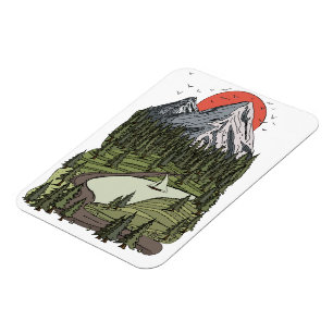 Mountain Lake Serenity: Sunset Adventure Awaits Magnet