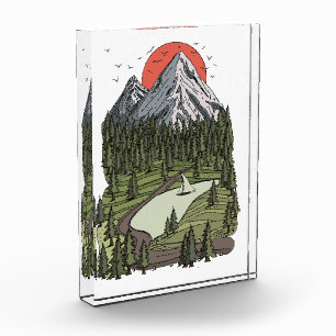 Mountain Lake Serenity: Sunset Adventure Awaits Photo Block