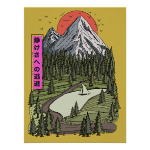 Mountain Lake Serenity: Sunset Adventure Awaits Poster