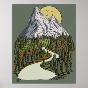 Mountain Lake Serenity: Sunset Adventure Awaits Poster