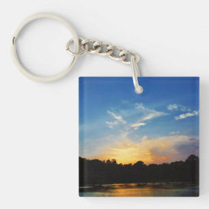 Mountain Lake Sunset Key Ring