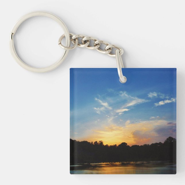 Mountain Lake Sunset Key Ring (Front)