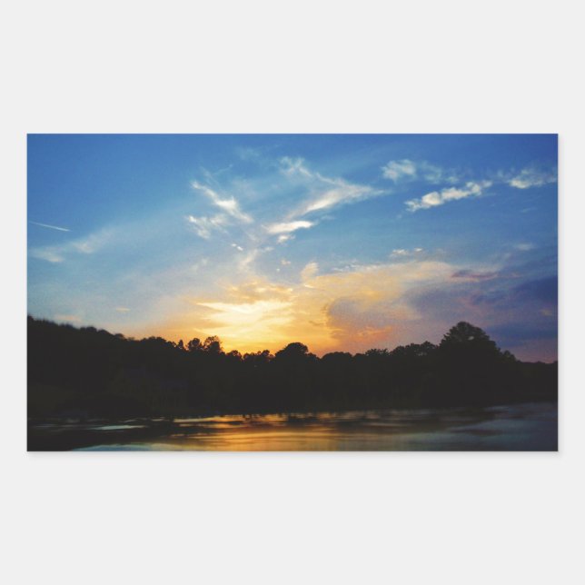 Mountain Lake Sunset Rectangular Sticker (Front)