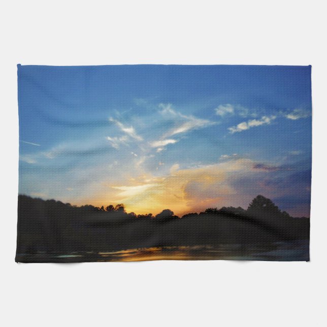 Mountain Lake Sunset Tea Towel (Horizontal)