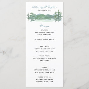 Mountain Lake Theme Watercolor Wedding Menu
