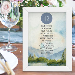 Mountain Lake Watercolor Per Table Seating Chart