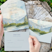 Mountain Lake Watercolor Wedding