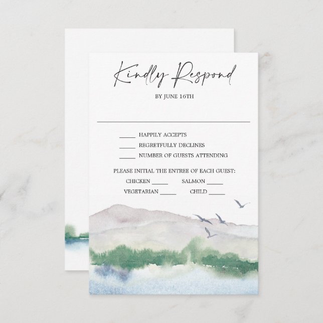Mountain Lake Wedding RSVP Card (Front/Back)
