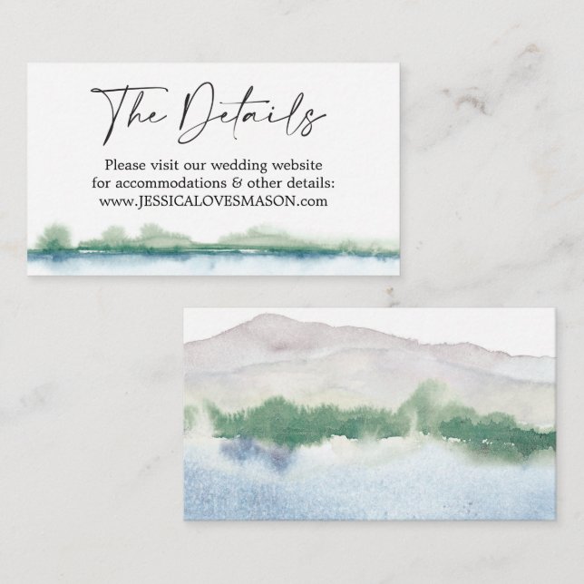Mountain Lake Wedding Website Insert Card (Front/Back)