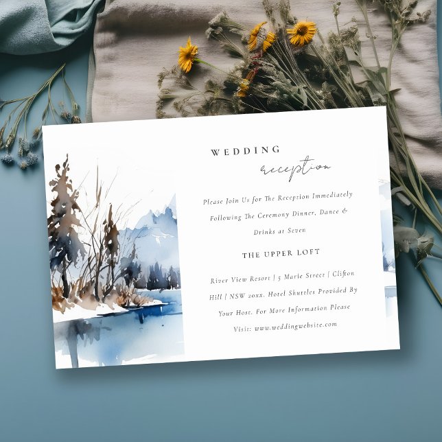 Mountain Lake Winter Landscape Wedding Reception Enclosure Card (Creator Uploaded)