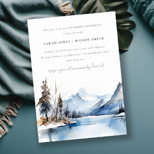 Mountain Lake Winter Snow Landscape Anniversary Invitation
